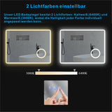 LED Badspiegel Beleuchtet mit Kosmetikspiegel 80x60cm BORAS Typ D | Touch Sensor Dimmbar Antibeschlag Kaltweiß 6400K Warmweiß 3000K
