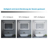 AQUABATOS®  LED Badspiegel BRUSSELS-Serie 80x60cm Typ E, Bluetooth Lautsprecher, Dimmbar, Antibeschlag, Uhr, 6400K Kaltweiß, 3000K Warmweiß