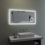 Badspiegel mit LED Beleuchtung Licht und Uhr 120x60cm ESSENS Typ D | Kosmetikspiegel Digital Uhr Touch Sensor Dimmbar Spiegelheizung Kaltweiß 6400K