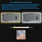 LED Bad Spiegel mit Licht Beleuchtung gross 140x70cm ESSENS Typ C | Touch Sensor Dimmbar Spiegelheizung Kaltweiß 6400K Warmweiß 3000K