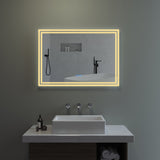 LED Spiegel mit Beleuchtung für Badezimmer 100x70cm ESSENS Typ C | Touch Sensor Dimmbar Spiegelheizung Kaltweiß 6400K Warmweiß 3000K