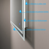LED Spiegel mit Beleuchtung für Badezimmer 100x70cm ESSENS Typ C | Touch Sensor Dimmbar Spiegelheizung Kaltweiß 6400K Warmweiß 3000K