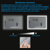 LED Spiegel mit Beleuchtung für Badezimmer 100x70cm ESSENS Typ C | Touch Sensor Dimmbar Spiegelheizung Kaltweiß 6400K Warmweiß 3000K
