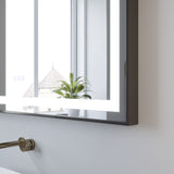 Badspiegel mit LED Licht Schwarzer Rahmen 60x80cm SAUTENS Typ C | Touch Sensor Dimmbar Spiegelheizung Kaltweiß 6400K Warmweiß 3000K