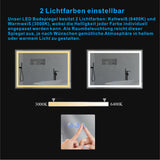 Badspiegel mit LED Beleuchtung Schwarz Rahmen 100x70cm SAUTENS Typ C | Touch Sensor Dimmbar Spiegelheizung Kaltweiß 6400K Warmweiß 3000K