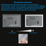 Badspiegel mit LED Beleuchtung Schwarz Rahmen 100x70cm SAUTENS Typ C | Touch Sensor Dimmbar Spiegelheizung Kaltweiß 6400K Warmweiß 3000K