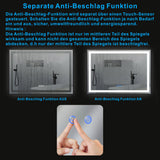 Badspiegel mit LED Beleuchtung Schwarz Rahmen 100x70cm SAUTENS Typ C | Touch Sensor Dimmbar Spiegelheizung Kaltweiß 6400K Warmweiß 3000K