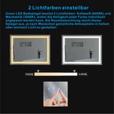 Badspiegel mit LED Licht Schwarzer Rahmen 60x80cm SAUTENS Typ C | Touch Sensor Dimmbar Spiegelheizung Kaltweiß 6400K Warmweiß 3000K