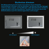 Badspiegel mit LED Licht Schwarzer Rahmen 60x80cm SAUTENS Typ C | Touch Sensor Dimmbar Spiegelheizung Kaltweiß 6400K Warmweiß 3000K