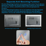 Badspiegel mit LED Licht Schwarzer Rahmen 60x80cm SAUTENS Typ C | Touch Sensor Dimmbar Spiegelheizung Kaltweiß 6400K Warmweiß 3000K