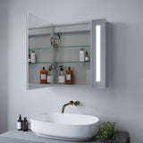 Spiegelschrank mit Beleuchtung 65x60cm Badezimmerschrank LED Spiegel Schrank Aluminium Badschrank Steckdose
