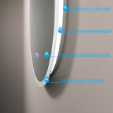Badezimmerspiegel Rund Spiegel mit LED Licht für Bad 60cm JALTAS Typ C | Touch Sensor Dimmbar Antibeschlag Kaltweiß 6400K Warmweiß 3000K