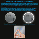 Badezimmerspiegel Rund Spiegel mit LED Licht für Bad 60cm JALTAS Typ C | Touch Sensor Dimmbar Antibeschlag Kaltweiß 6400K Warmweiß 3000K