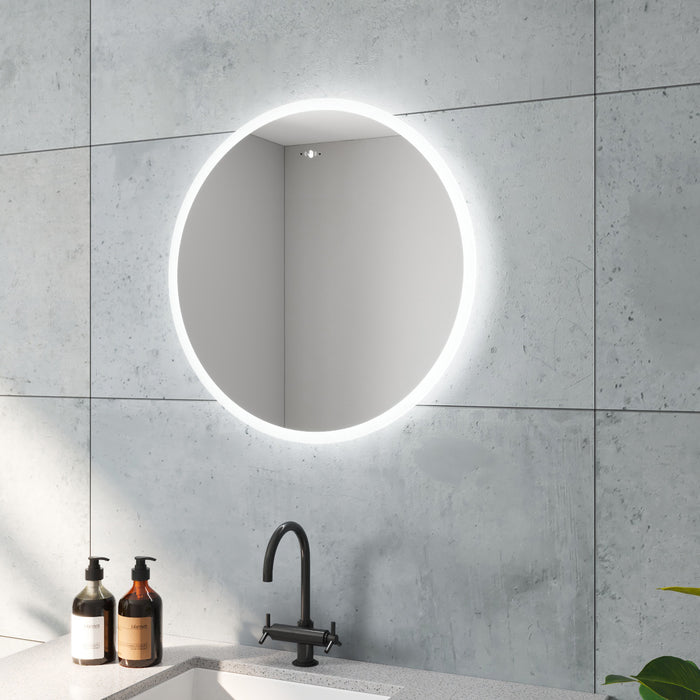 LED Badspiegel mit Beleuchtung rund JALTAS-Serie Typ G 60 x 60 x 2,5 cm Gestensteuerung Kaltweiß 6400K Anti-Beschlag