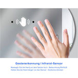 LED Badspiegel mit Beleuchtung rund JALTAS-Serie Typ G 60 x 60 x 2,5 cm Gestensteuerung Kaltweiß 6400K Anti-Beschlag