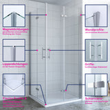 AQUABATOS NIMES-Serie Duschkabine Eckeinstieg 80 x 80 x 195 cm mit Drehfalttüren 6 mm Echtglas mit Nano Beschichtung