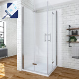 Duschkabine Eckeinstieg 80x80 Falttür Drehfalttür Dusche faltbar Eckdusche aus Sicherheitsglas 6mm mit Lotuseffekt-Beschichtung