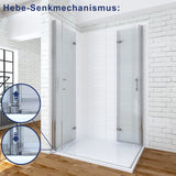 Duschkabine Eckeinstieg 120x100 Falttür Drehfalttür Dusche faltbar Eckdusche aus Sicherheitsglas 6mm mit Lotuseffekt-Beschichtung
