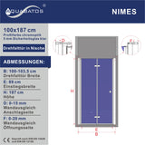 Duschtür Nische Glas Falttür Drehfalttür Dusche Duschfaltwand Breite 70 75 80 90 100 120 cm Höhe 187 cm Wandausgleich 15 mm & 20 mm
