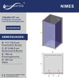 Duschkabine Eckeinstieg faltbar Eckdusche mit Duschtür Falttür Drehfalttür und festem Seitenteil Seitenwand aus Sicherheitsglas (ESG) 5 mm klar Höhe 187 cm