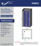Duschtür Glas faltbar Falttür Nische Drehfalttür Dusche 90 cm