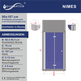 Duschtür Nische Nischentür Dusche Falttür Breite 70 75 80 90 100 120 cm Höhe 187 cm Wandausgleich 15 mm & 5 mm