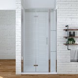 Duschabtrennung Falttür Duschtür Glas Dusche faltbar mit Festteil und Duschregale main 1