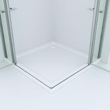 Duschkabine Eckeinstieg Schwingtüren an Festteilen Eckdusche mit Doppeltüren Pendeltüren Drehtüren Eckduschwand Glas mit Eckablage 6 mm Nanoglas Höhe 197 cm