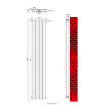 AQUABATOS Paneelheizkörper Mittelanschluss Weiß Doppellagig 1800x304mm Vertikal 981 Watt