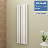 AQUABATOS Paneelheizkörper Mittelanschluss Weiß Einlagig 1800x456mm Vertikal 818 Watt