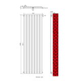 AQUABATOS Paneelheizkörper Mittelanschluss Weiß Einlagig 1800x532mm Vertikal 1226 Watt