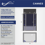AQUABATOS CANNES-Serie Drehtür in Nische mit 2 Festteilen und Eckregalen 6mm Echtglas mit Nano Beschichtung Höhe 195cm